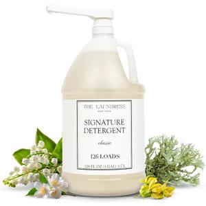 The Laundress Luxury Laundry Detergent, Gallon Pump, 126 Loads, Scented Signature Classic Fragrance, Concentrated Triple Enzyme Deep Cleaning and Targeted Stain Remover, 96% USDA Biobased Product