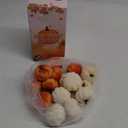 Folmywy 16 Pcs Faux Velvet Pumpkins Small Artificial Fall Harvest Pumpkin Decoration Fake Foam Fabric Pumpkins for Thanksgiving Halloween Wreath Vase Filler Farmhouse Table Centerpieces Autumn Decor