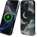 Flivro Magnetic Case for iPhone 14 Pro Max,Compatible with Magsafe,PC Hard Shell Silicone Inner Bumper,Anti-Scratch Full-Body Cover Shockproof Slim Case for iPhone 14 Pro Max - Stars and Moons