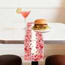 Valentines Day Table Runner, Watercolor Hearts Floral Border Linen Table Decoration, Romantic Farmhouse Holiday Decor for Dining Kitchen Buffet Party Wedding (72" x 13")