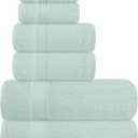 Elvana Home Ultra Soft 6 Pack Cotton Towel Set, Contains 2 Bath Towels 28x55 inch, 2 Hand Towels 16x24 inch & 2 Wash Coths 12x12 inch, Ideal Everyday use, Compact & Lightweight - Sea Green