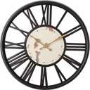 16'' Wall Clock with Curved Glass - Extra Large Silent Non - Ticking Battery - Powered Decorative Clock for Home, Living Room, Bedroom & Kitchen (Black)
