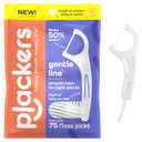 Plackers Gentle Line Floss Picks, Fresh Mint Flavor, Fold-Out FlipPick, QuickFix Grip, Easy Storage with Sure-Zip Seal, 75 Count