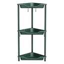 Orimade Rustproof 3 Tier Floor Standing Corner Shower Caddy Organizer, Plastic Metal Splicing Floor Corner Shelf Rack Stands for Bathroom, Dark Green