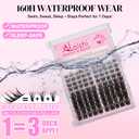 Lash Clusters Kit, DIY Cluster Eyelash Extensions 516mm,124pcs Fluffy D Curl Natural Lashes with Bond and Seal,Remover, TweezersNatural Fake Cat Eye Individual Manga Clusters 1-3-L