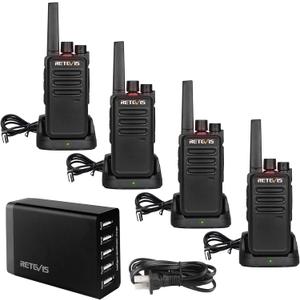 Retevis RT68 Two Way Radios Long Range,Walkie Talkies for Adults Rechargeable with 5 Port USB Charging Station,Portable FRS Two-Way Radios Hunting Outdoors Hiking Road Trips(4 Pack)