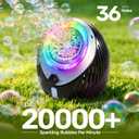 Play-Act Bubble Machine for Kids, Toddlers, Rechargeable Battery Operated Bubble Machine Blower with Solutions and USB Charging Cable, Party Favors, Summer Outdoor Toy for Wedding, Kids Birthday Gift
