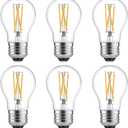 A15 LED Bulbs - Vintage Edison Bulbs, Dimmable, Clear Glass, E26 Medium Base, 6W (60W Equivalent), 2700K Warm White, 700LM, for Ceiling Fans, Appliances, Refrigerator Lights - 6 Pack