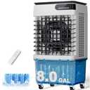 Uthfy Swamp Cooler, 2500 CFM Evaporative Air Cooler with 8.0 Gal Water Tank, 120° Oscillation, 3 Modes, 12 H Timer, Remote, 4 Ice Packs, Portable Air Conditioner for Indoor（36 Inch）