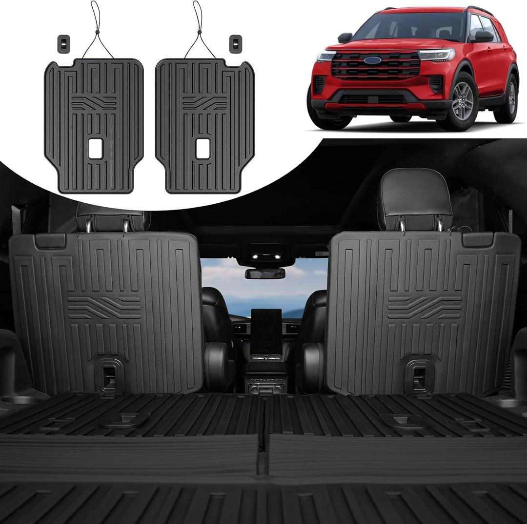 Second Row Backrest Kick Mat for 2020-2025 2026 Ford Explorer 6 Passenger, All Weather 2nd Back Seat Cover Protector for 2026 2025 2024 2023 2022 2021 2020 Ford Explorer Accessories