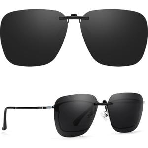 TJUTR Polarized Clip-On Sunglasses Over Prescription Glasses, Unisex UV400 Protection Anti-Glare Flip-Up Sun Clip Shades