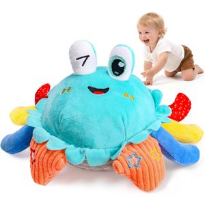 Kleikyerel Baby Toys 1 Year Old 12-18 Months, Crawling Crab Baby Plush Toy, Musical Tummy Time Toys, Dancing Moving Bouncing Recording Sensory Toys for 1 2 3 Year Old Boy Girl Gifts