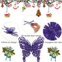 2 x 15 PCS Glitter Butterfly Christmas Tree Ornaments, Hollow-Out Butterfly Christmas Decoration with Clips, Craft Xmas Ornaments, Xmas Tree, Wreath, Garland, Home Decorations, Purple