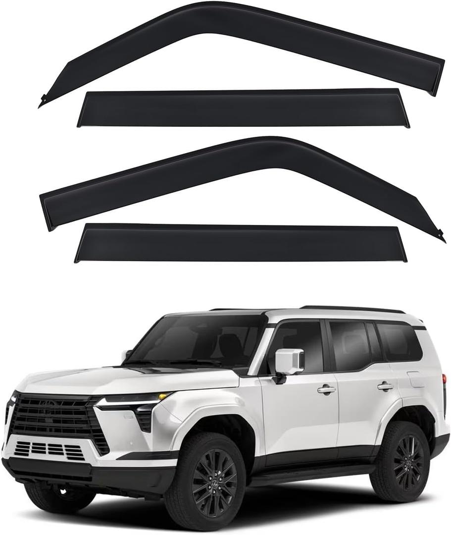 Window Deflector Compatible with 2024 2025 2026 Lexus GX550 GX550h/Toyota Land Cruiser Prado J250 LC250 Tape-on Rain Guards Window Visors-Noise Reduction