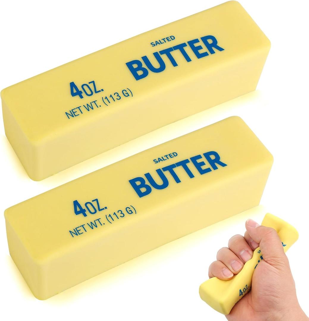 4 x Slow Rising Butter Squishy, Food Stress Balls for Adulds Anxiety Relief Squishies Soft Fidgets for ADHD Gifts Office School(1 Pcs Butter Stick)