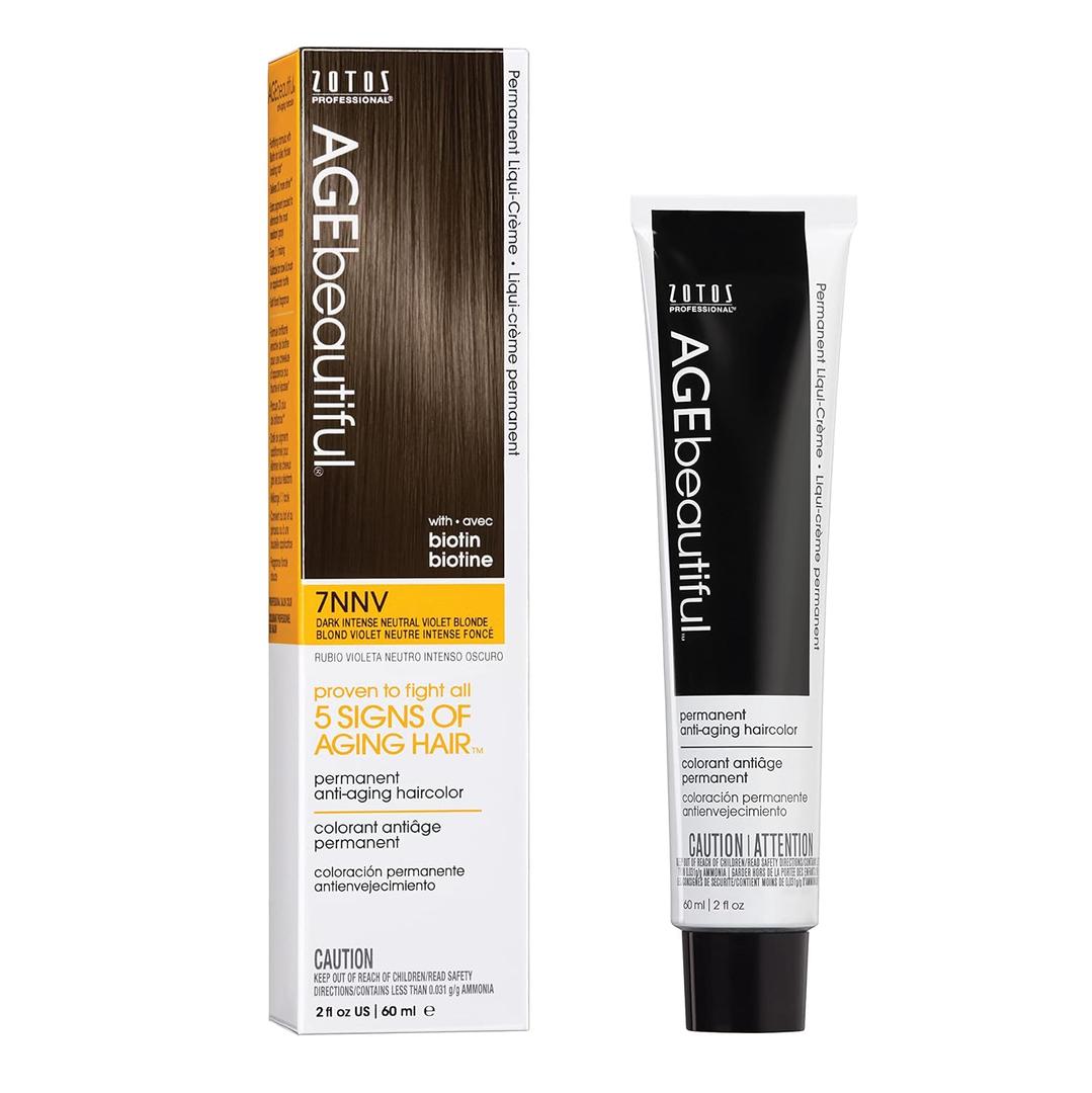 AGE beautiful Permanent Hair Color Dye Liqui Creme | 100% Gray Coverage | Anti-Aging Haircolor | Biotin for Thicker, Fuller, Healthier Hair | Professional Salon Coloring