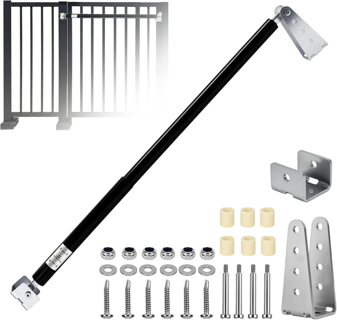 New TB200 Hydraulic Gate Closer, Rust Resistant & Weatherproof Automatic Gate Closer, Adjustable Closing Speed, Fits 60 to 140 Lbs Vinyl, Steel, Wood, Chain Link Fence Gates, Black