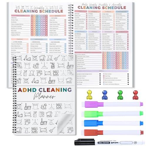 Cleaning Planner, Cleaning Schedule and Checklist Organizer, Daily Weekly Monthly Household Cleaning Planner, Chore Chart Notebook for Home, Family Cleaning Tasks, DIY Home Improvement, Editable Template