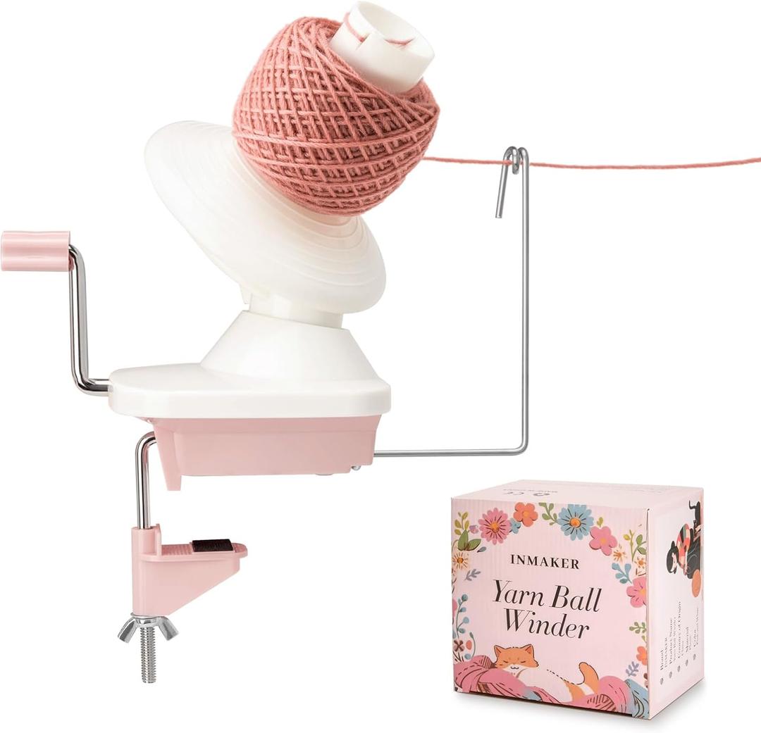 INMAKER Yarn Winder, Ball Winder for Crocheting & Knitting, Quick Install Portable Yarn Spinner, Essential Tool for Crafting Enthusiasts (Pink, Pink Yarn Winder)
