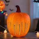 Starry Night Pumpkins, Twinkle Light Resin Pumpkins, One-Button Switch Control, Built-in LED Light, Indoor Glowing Night Light, Halloween Decor for Home (Orange)