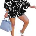 Womens Sexy 2 Piece Outfit Floral Print Jumpsuit Clubwear Summer Romper (1 Black & White)