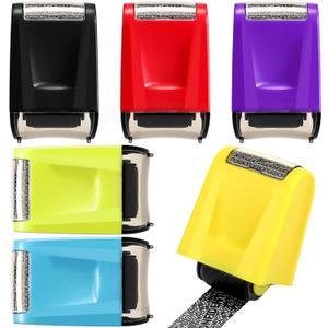Chinco 6 Pieces Identity Theft Protection Roller Stamps Small Privacy Stamp Security Stamp for Mail, Data and Privacy Confidential, 6 Colors