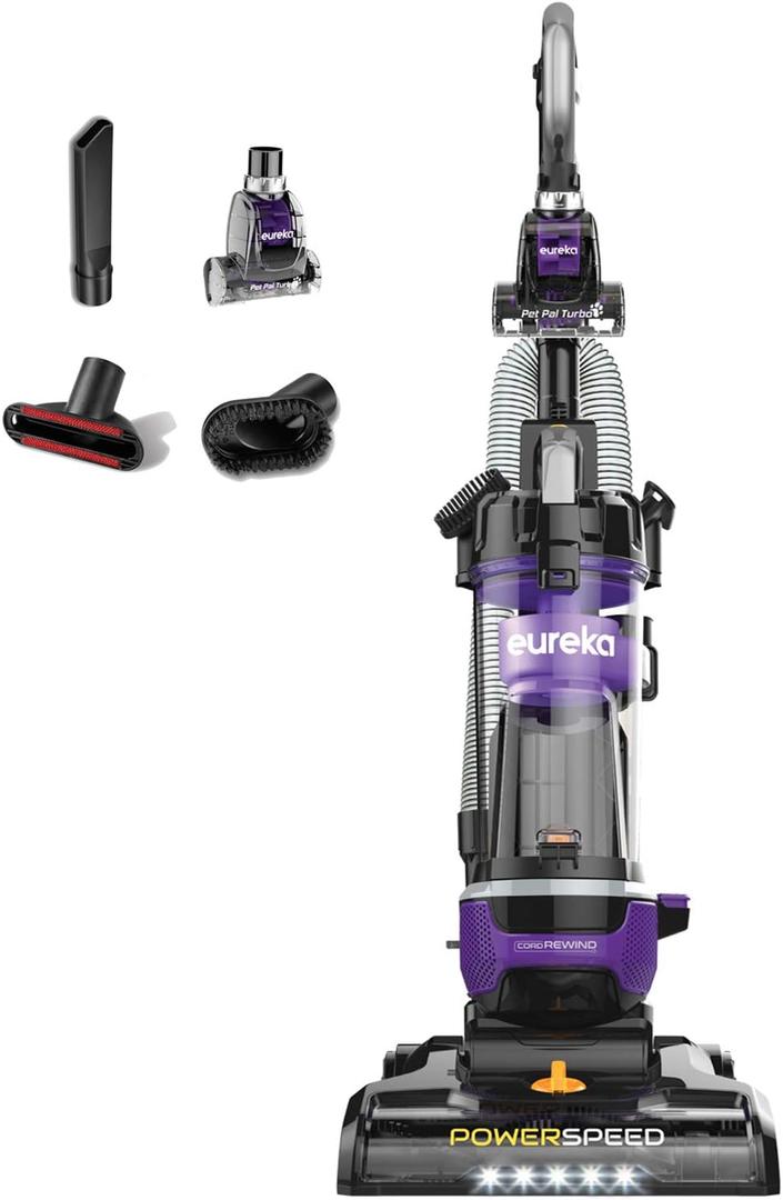Eureka Powerful Lightweight Upright Vacuum Carpet and Floor, PowerSpeed NEU202 with Automatic Cord Rewind, Purple