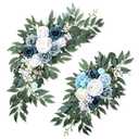 Aeaocvo 2 Packs Wedding Arch Flowers, 28”/20” Blue Artificial Flower Swag for Wedding Welcome Signs Ceremony, Reception, Floral Arch Arrangement, Backdrop Decoration