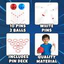Kids Bowling Set - 10 White Plastic Pins & 2 Lightweight Bowling Balls - Family Fun Indoor & Outdoor Toddler Bowling Set Game for Boys & Girls, Educational & Active Play Toy, Birthday Gift Ages 3+
