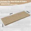 PURE ERA Bullnose Carpet Stair Treads Set Tape Free Non-Slip Indoor Stair Protectors Pet Friendly Rugs 9.5" x 30"(14 Pieces,Khaki Mini-Diamond Trellis)