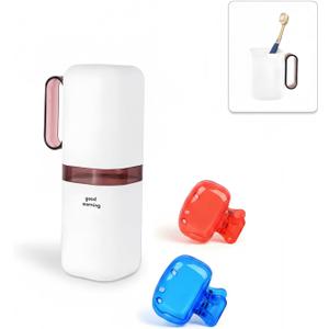 Toothbrush Travel Case, Travel Toothbrush Holder with Toothbrush Head Cover Cap for Travel, Business Trip, School, Camping, Home (White+Purple)