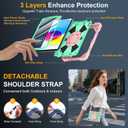 Case for iPad (A16) 11th Generation 11 Inch 2025, Ubearkk for iPad 10th Generation 10.9 inch 2022 case with Screen Protector 360 Degree Rotating Stand Shoulder Strap Pencil Holder, Rose Mint