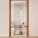 78.7" Extra Tall Cat Gate for Doorways, 27"-37" Wide Clear PC Pet Gate | Pressure Mounted Transparent Full Door Dog Gate with Auto Locking, for Stairs/Kitchen/Hallways/Laundry, No Drilling