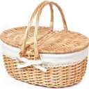 Hap Tim Wicker Picnic Basket for 2 with Lid - Unique Gifts Ideas for Couple, Engagement, Wedding, Bridal Shower, Family, Christmas - White Elephant Gifts for Adults(Y2408B-1)
