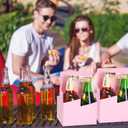 Jetec 50 Pcs 4 Cup Drink Carrier with Handle, Kraft Paperboard Beer Carrier, Disposable Drink Holder for Hot or Cold Drinks, 12-16 oz Bottle Holder for Food Delivery Beverages (Pink)