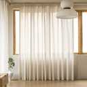 MAIHER Pinch Pleat Semi Sheer Curtains 90 Inches Long for Living Room, Light Filtering Pleat Faux Linen Curtain Patio Door Pleated Drapes 1 Panel (54" W x 90" L, Linen)