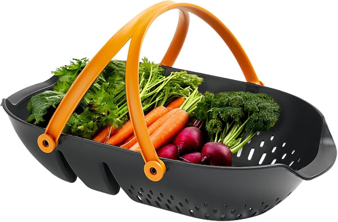 Fiskars Garden Harvest Basket - Container for Gardening and Harvesting with Tool Caddy - Harvesting Basket Doubles as a Colander for Vegetables and Fruits - Garden Accessories