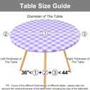 Smiry Round Picnic Tablecloth, Elastic Waterproof Fitted Vinyl Tablecloths for 36"-44" Tables, Flannel Backed Buffalo Plaid Table Cover for Dining, Camping, Outdoor, White and Purple