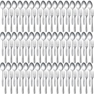 100 Pieces Forks and Spoons Silverware Set Stainless Steel Flatware Cutlery Set Dinner Forks and Spoons Mirror Polished Dishwasher Safe Utensil for Kitchen Restaurant or Home