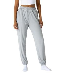 Leapstride Women's Performance Cargo Jogger Pants - Elastic Waist, Multi-Pockets, Moisture-Wicking for Running/ Daily XL