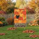 Fall Pumpkin Welcome Garden Flag 12x18 Inch Black Cat Double Sided Autumn Decor Thanksgiving Holiday Yard Flags Outdoor Decorations