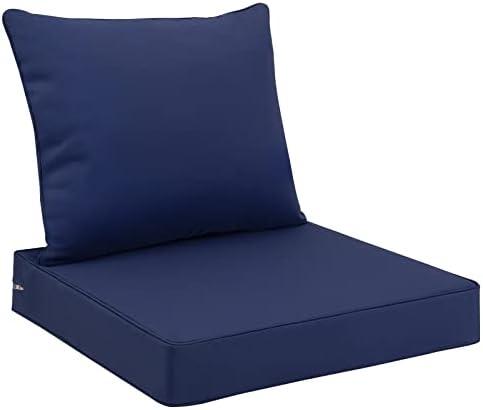 Favoyard Outdoor Seat Cushion Set 19 x 19 Inch Waterproof & Fade Resistant Patio Furniture Cushions with Removable Cover Deep Seat & Back Cushion with Handle and Adjustable Straps for Chair Sofa Couch