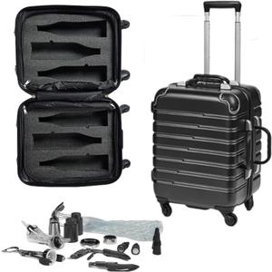FlyWithWine by VinGardeValise 6-Bottle Hard Shell Wine Suitcase with Hinomoto 360 Spinner Wheels  TSA Approved Wine Luggage with Removable Foam Insert and 18 Wine Accessories