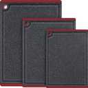 Kikcoin Plastic Cutting Boards for Kitchen, 3-Piece Large Cutting Board Set Dishwasher Safe Chopping Boards with Non-slip Feet and Juice Grooves, Red