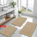Smiry Bathroom Rugs Mat 47x24, Extra Soft Absorbent Chenille Bath Rugs, Non Slip Rubber Backing Machine Washable Quick Dry Bath Mats for Bathroom Floor, Tub, Shower, Home Decor Accessories, Beige