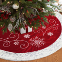 XAMSHOR Blue Christmas Tree Skirt 32 Inches Snow Sequin Embroidery with White Trim Border Decor for Xmas Holiday Party Ornaments