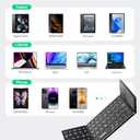 Samsers Foldable Bluetooth Keyboard with Touchpad - Portable Wireless Keyboard with Holder, Rechargeable Full Size Ultra Slim Pocket Folding Keyboards for Android Windows iOS Tablet & Laptop - Black (BT x1)
