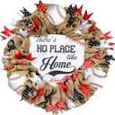 Baseball Wreath Fourth of July Wreath Patriotic Wreath Front Door Garland Independence Day Garland for Memorial Day Front Door Wall Home Decor - Black
