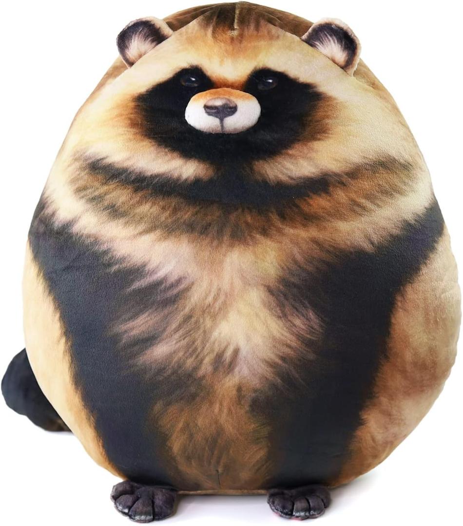 Raccoon Plush, 10" Raccoon Stuffed Animal, Cute Plushies for Girls, Soft Plush Pillow, Kitten Throw Pillow Doll Big Plush Toy Decoration Doll Gift for Kids Boys Birthday Christmas