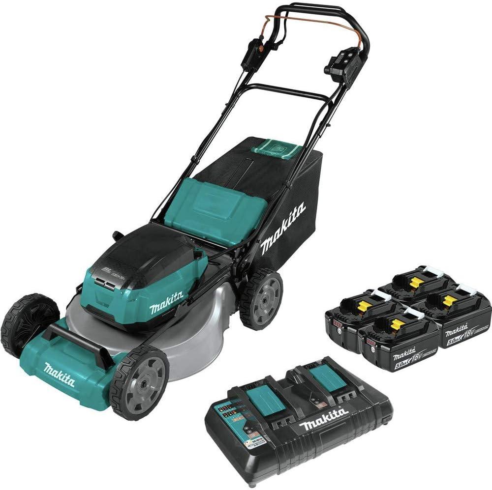 Makita XML08PT1 18V X2 (36V) LXT LithiumIon Brushless Cordless 21" Self Propelled Lawn Mower Kit with 4 Batteries (5.0Ah)